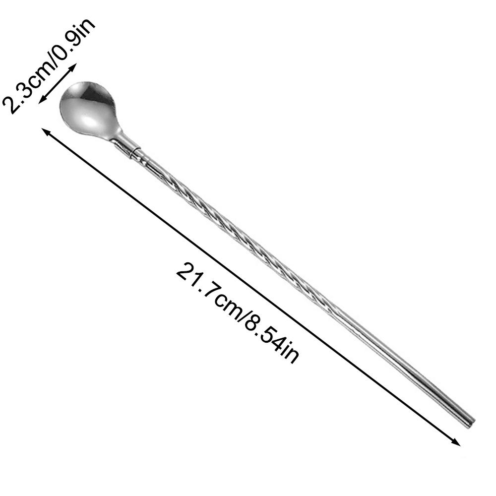 Stainless Steel Straw Mixing Spoon, Straw Spoon Integrated Dual-Use Creative Metal Drinking Tube Spoon