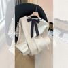 Elegant Lace-Up Bow Sweater for Women - Red, Soft Knit, Perfect for Autumn and Winter