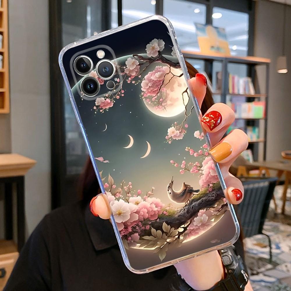 Luxury Moon Phone Case For iPhone 14 11 12 13 Mini Pro XS Max Cover 6 7 8 Plus X XR SE 2020 Funda Shell
