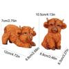 Cute Highland Cow Figurine Realistic Highland Cow Sculpture Set Of 2 Resin Animal Statue Decor Shelf Table Tray Living Room