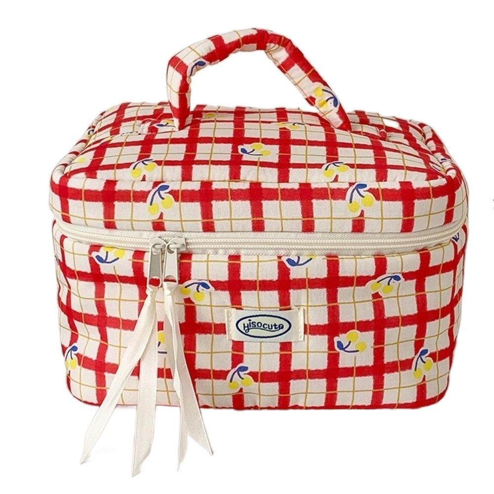 

Fashion Cherry Makeup Bag Large Capacity Portable Makeup Storage Bag with Compartments Girly Heart Toiletry Bag Travel красный