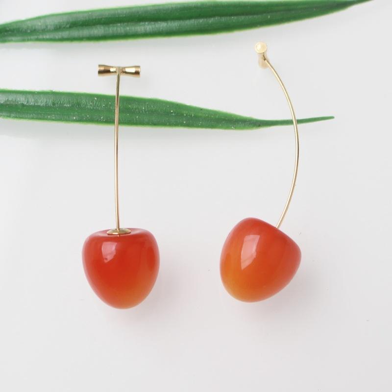 

Аксессуары для женщин, серьги с красной вишней для женщин, эффектные висячие серьги с фруктами, Свадебная вечеринка, корейские ювелирные изделия, подарок красный