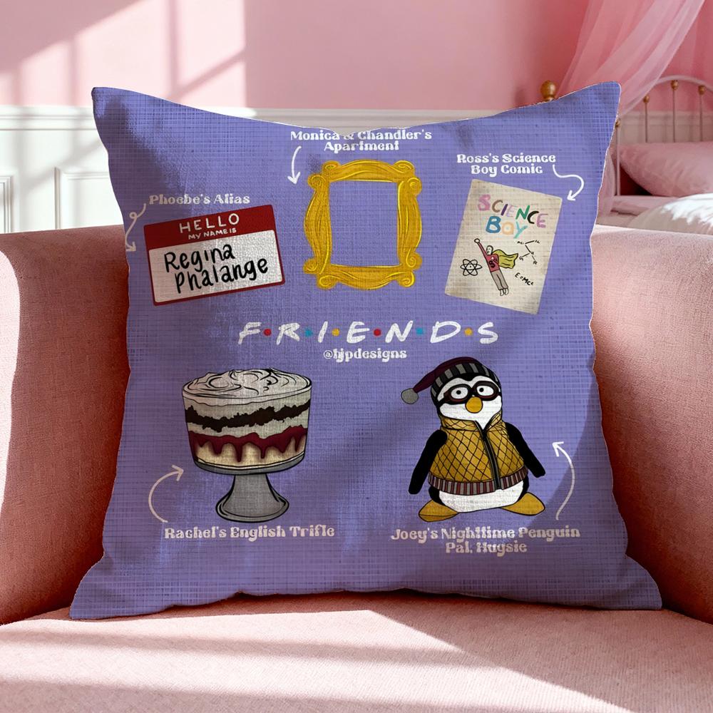 Tv F-Friends Cushion Cover Breathable Linen Pillowcase Summer Odorless Eco-Friendly Invisible Zipper Washable