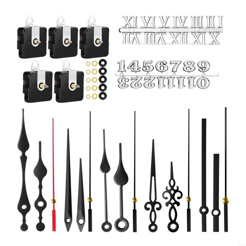 Y5JC DIY Quartzs Clock Movement Mechanism NonTicking DIY Wall Clock Mechanisms with Hands Set for Repair Part Replacement