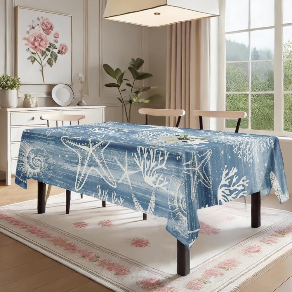 Zeester Koraal Rechthoekig Tafelkleed voor Tafeldecoratie Keuken Eetkamer Waterdicht Herbruikbaar Tafelkleden voor Tafel Binnen Buiten 140x180cm