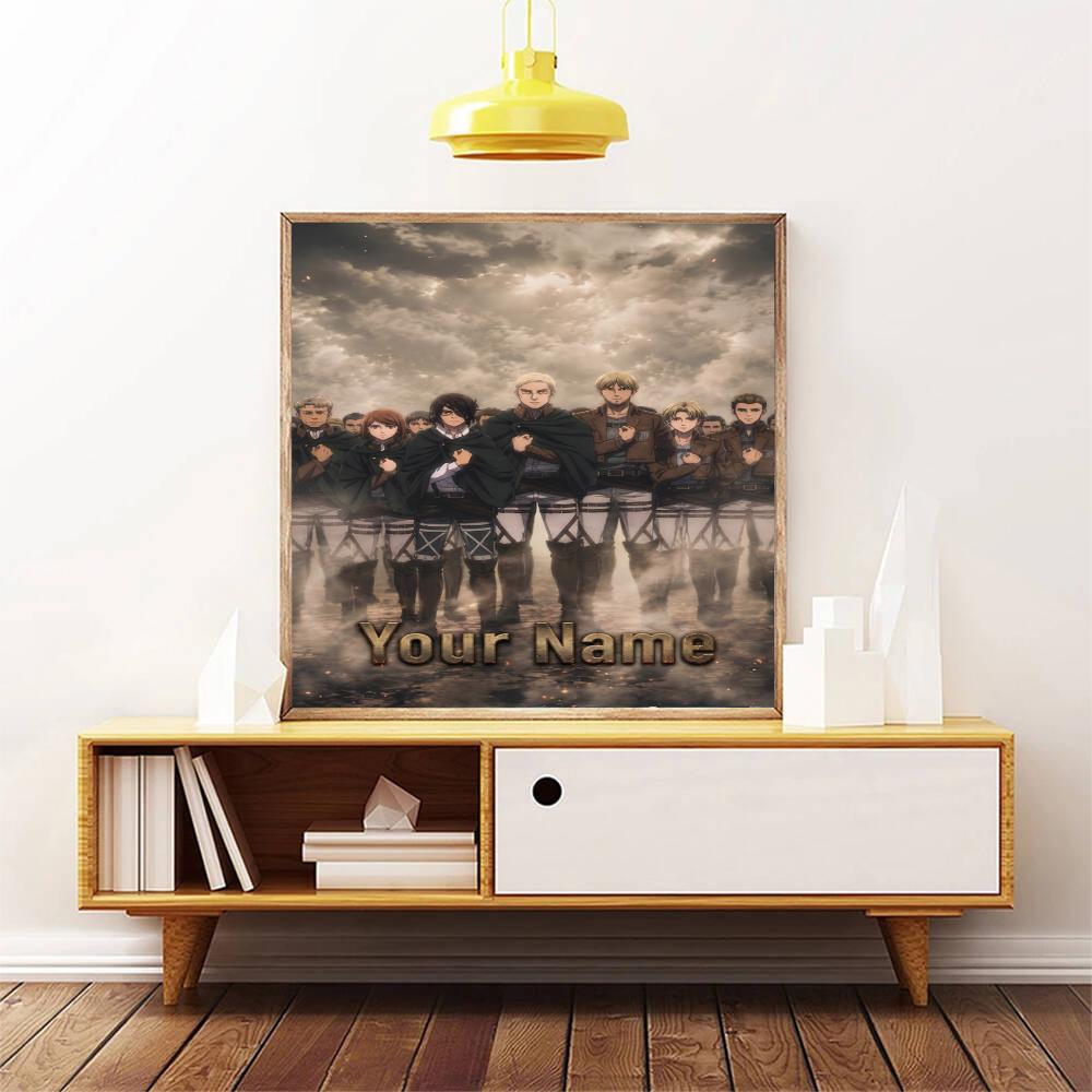 Attack Titan Customize Your Name Diamond Painting Round Diamond Diy Frameless Holiday Artwork Suitable For Home Office Wall Decoration