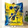 Cristiano Ronaldo Themed Blue-yellow Warm Blanket Flannel Blanket for Bedroom, Living Room, Sofa, and Nap Sofas