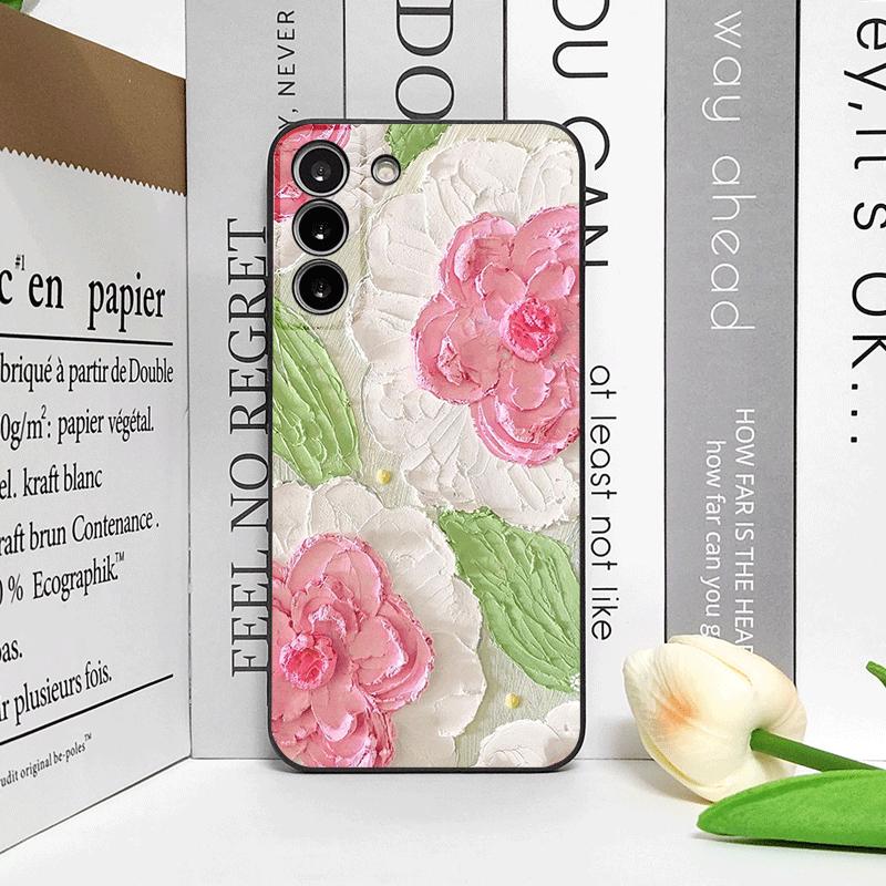 Art Oil Painting Flower Phone Case for Samsung S25 S24 S23 Ultra S22 Plus S21 S20FE S25edge M54 M55 5G Soft Silicone Back Covers
