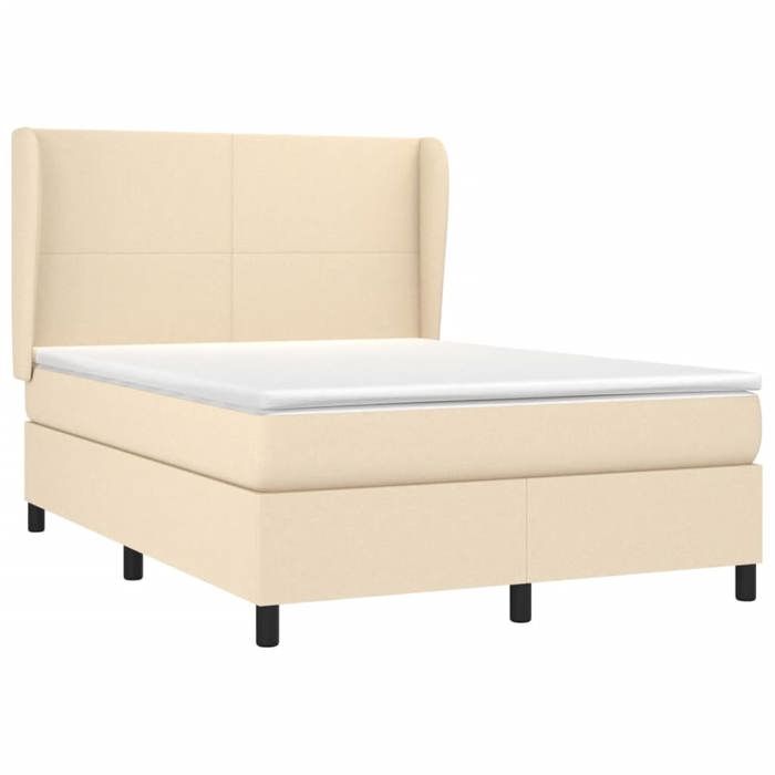 3127810 vidaXL Divan Bed with Mattress Cream 140x200 Cm Fabric