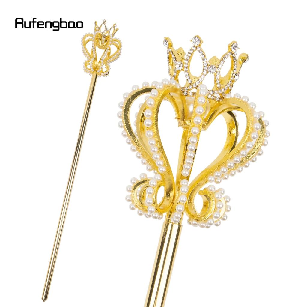 Golden White Alloy Leaf Wands for Girl Princess Wands for Kids Angel Wand for Party Cosplay Costume Wedding Birthday Party 50cm