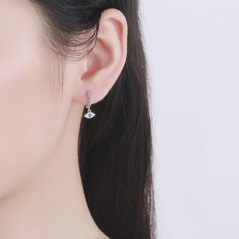 Europe, America, Trendy Devil's Eye 925 Silver Earrings Light Luxury Zircon Earrings Fashion Temperament Versatile Earrings Women