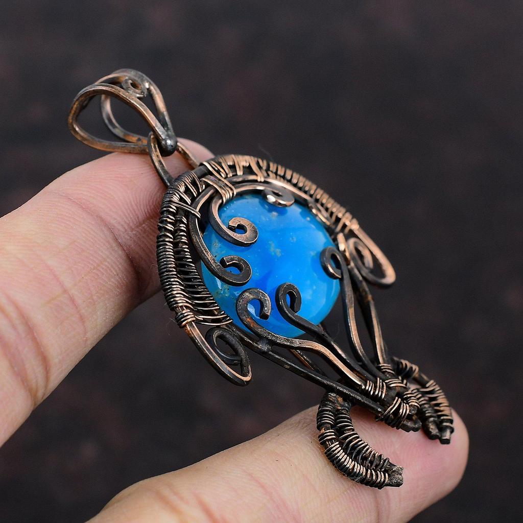 Smithsonite Pendant Copper Wire Wrapped Pendant Copper Jewelry Gemstone Pendant Handmade Tortoise Pendant Wire Wrapped Jewelry Wedding Gift