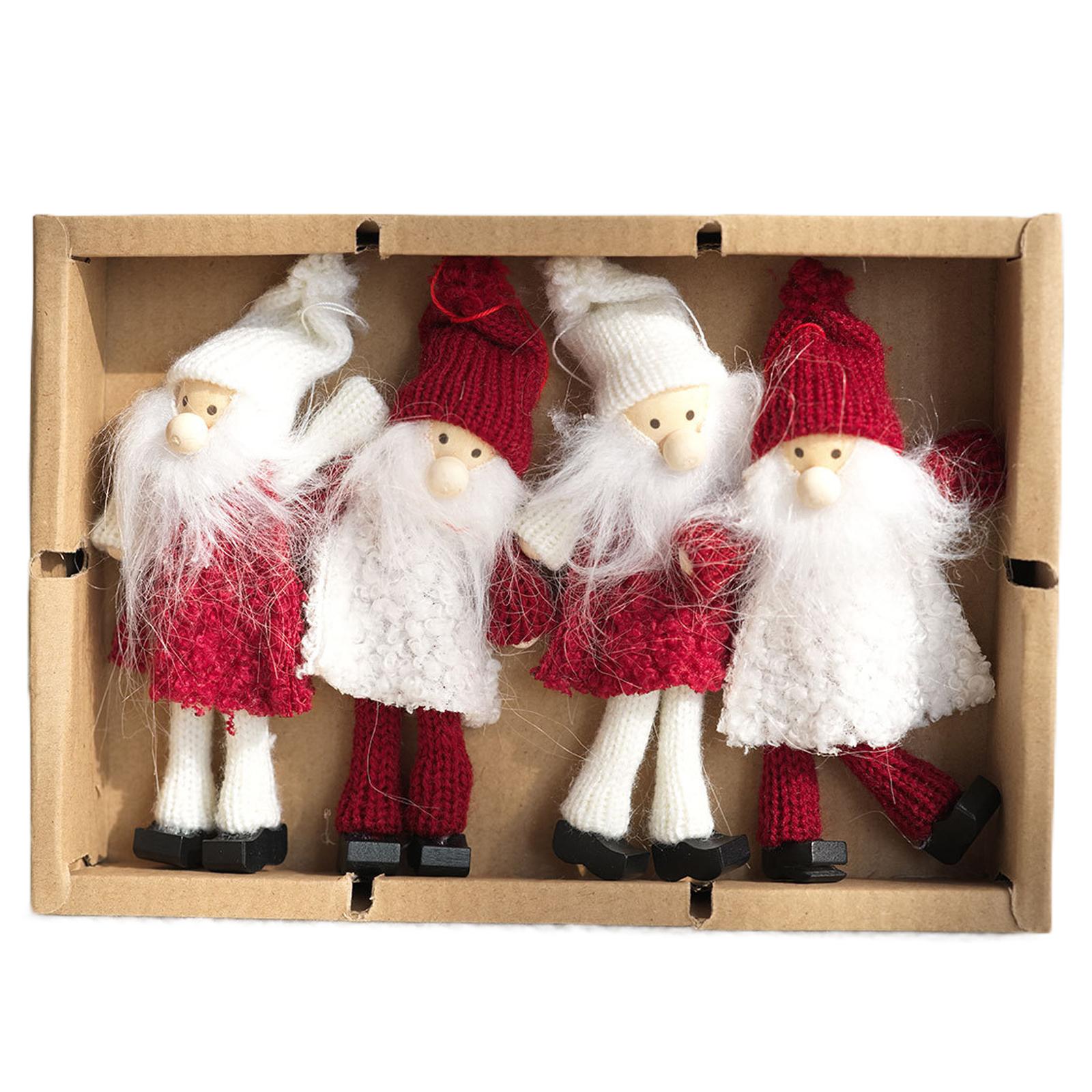 

Santa Claus Plush Tree Doll Wool Felt Plush Doll Knitted Christmas Scene Prop Santa Doll Xmas Ornaments Gift Box Set