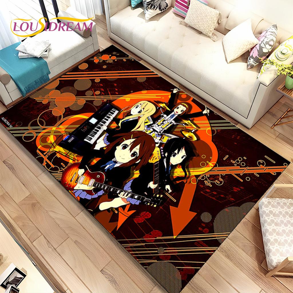 K-ON Kreskówka Urocza Lolita Kawaii Dziewczyny Dywanik Obszarowy, Dywanik Dywanowy do Salonu Sypialni Sofa Wycieraczka Dekoracja, Antypoślizgowa Mata Podłogowa 3D