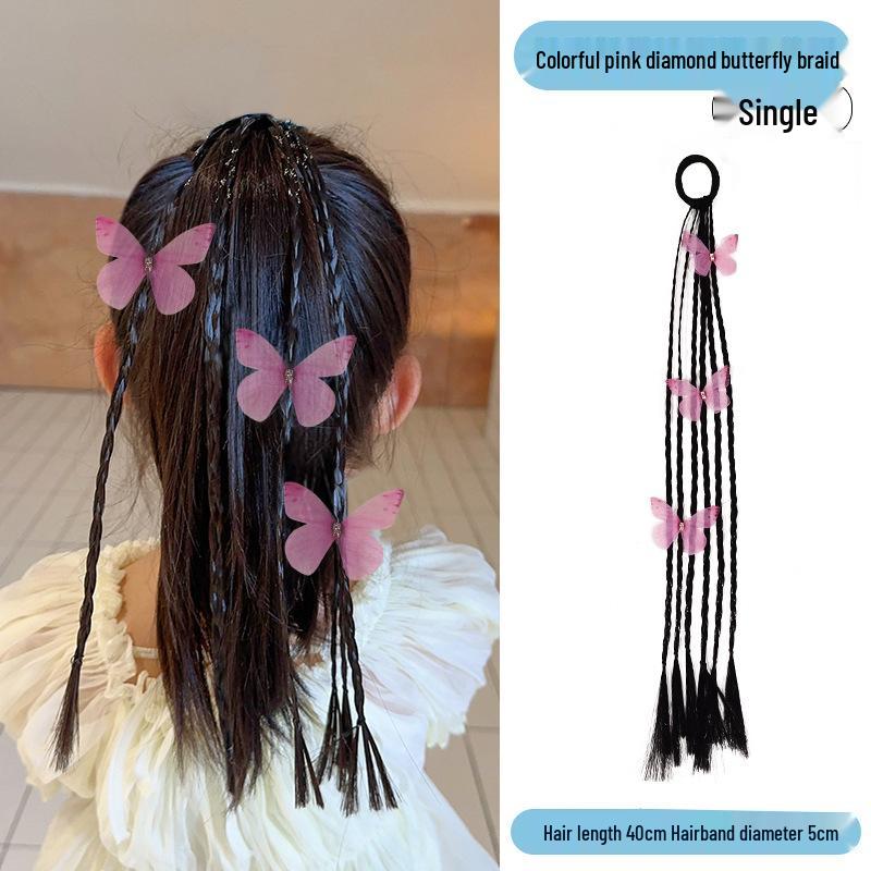 Adorable Butterfly Hair Accessories Set for Girls - Includes Braided Twists, Rubber Bands, and Bow Headbands