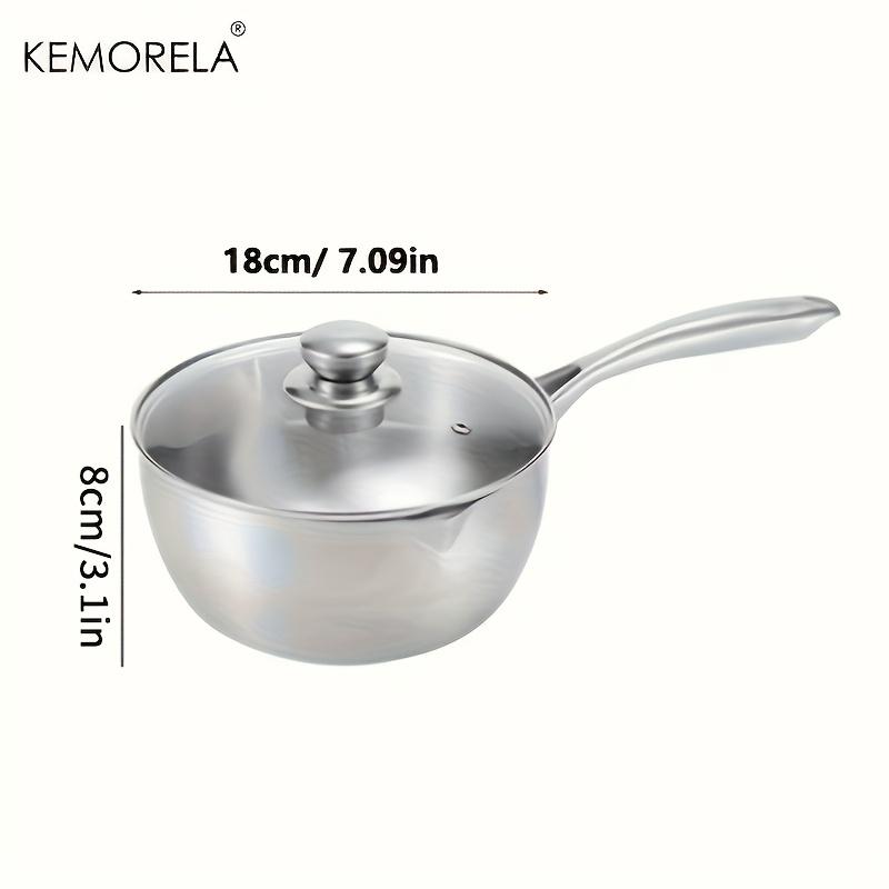 KEMORELA 304 Three-Layer Stainless Steel Soup Pot 16/18/20cm Cooking Pot With Glass Lid Dishwasher-Safe Induction Cooker-Safe