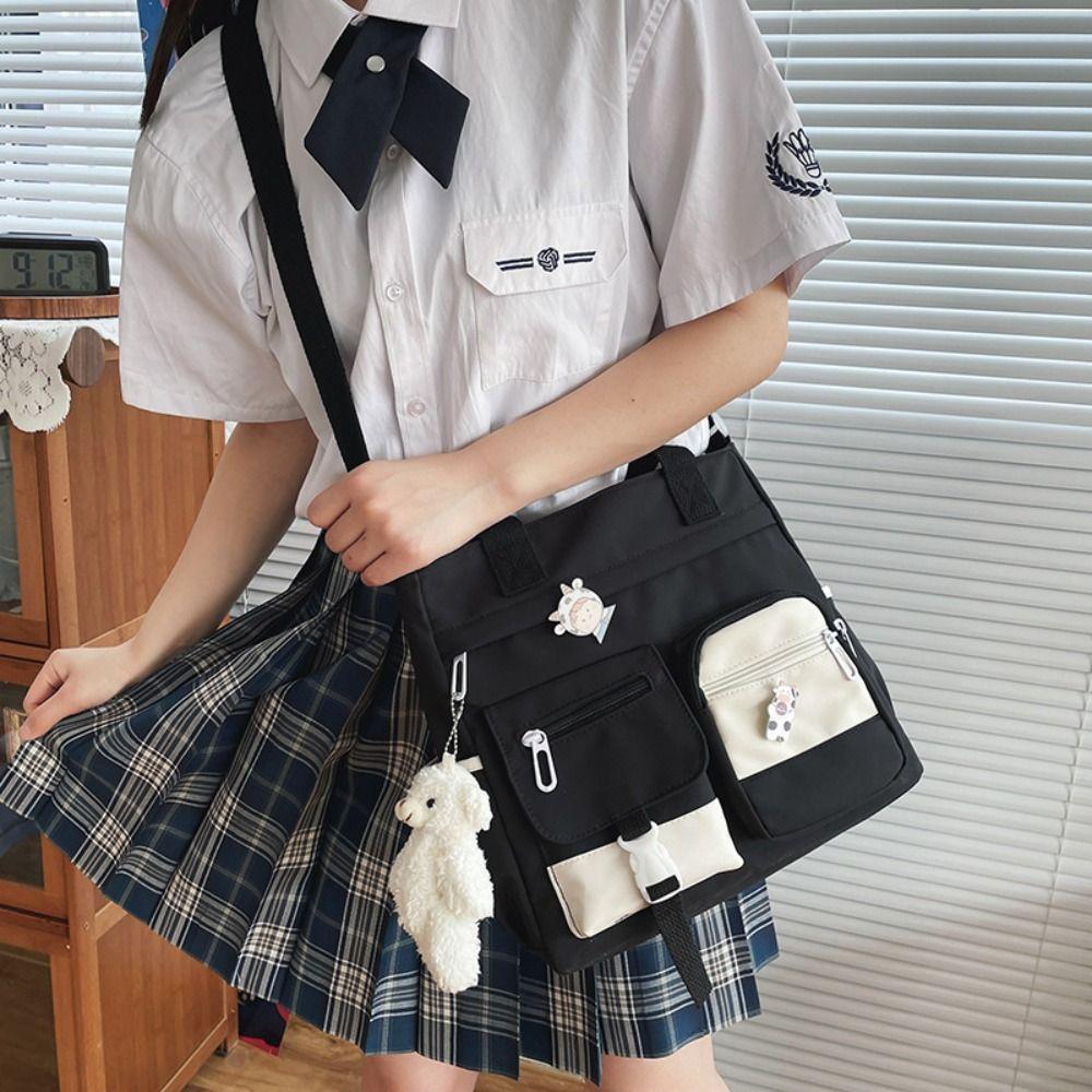 Harajuku Student School Bag Academy Style Japanese Shoulder Bag Casual Canvas Tote Bag  Travel