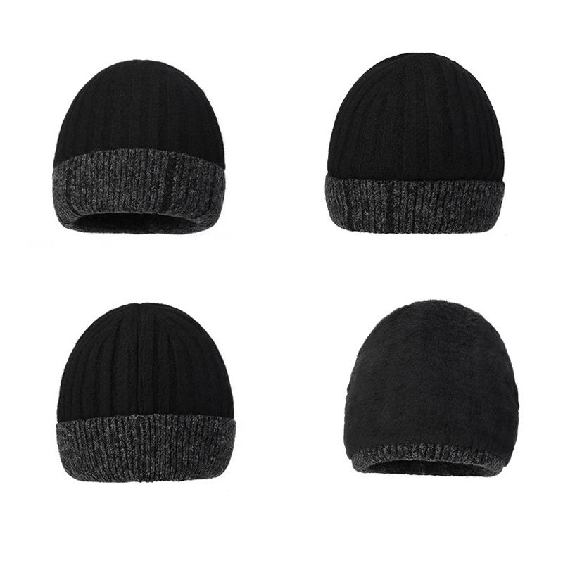 Winter Men Wool Hat Color-Matching Knitted Hat Outdoor Warm Cold-Proof Hat