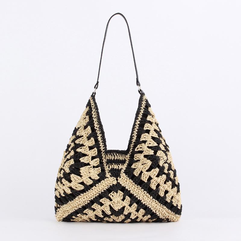 Trendy Retro Ethnic Large Capacity Woven Shoulder Bag - Versatile Fashion Paper Rope Design