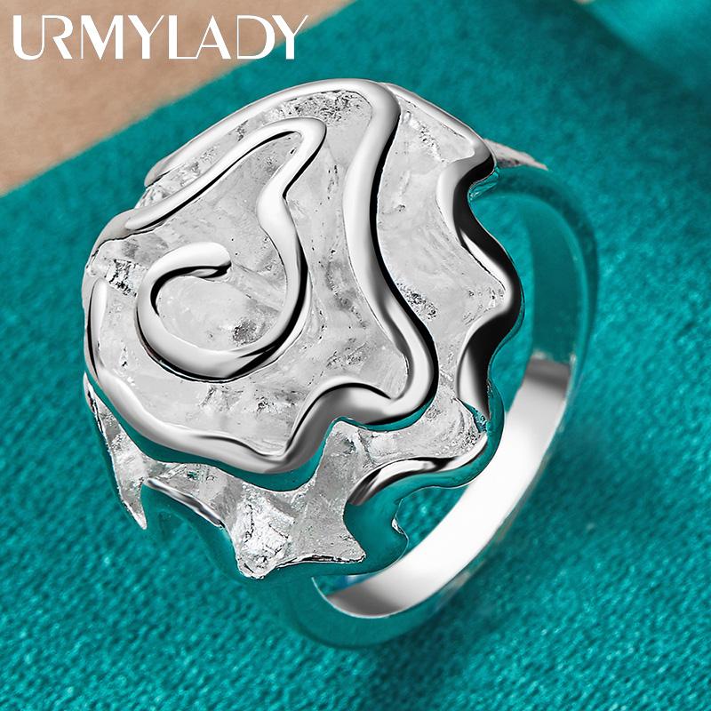 925 Sterling Silver Rose Flower 6-10 # Pierścionek dla kobiet Wedding Party Fashion Charm Biżuteria