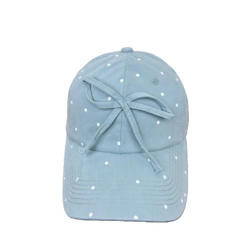 Korean black and white polka dot bow baseball cap female versatile sweet cute niche design show face small cap