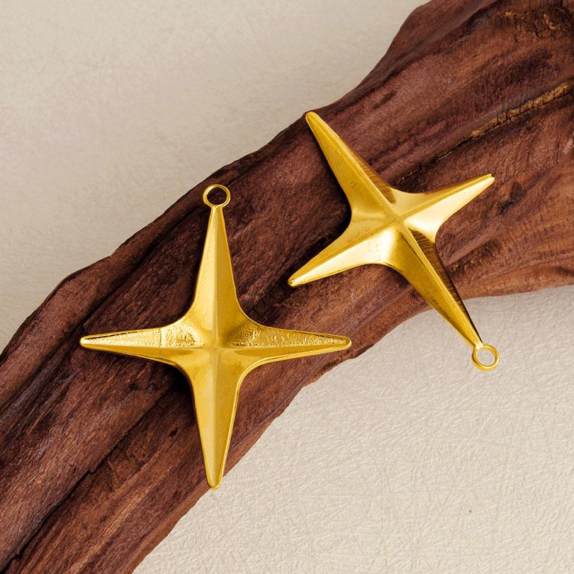 6pcs High Quality Stainless Steel Charm Star Pendants For Jewelry Making Supplies Pentagram Accessories DIY Keychian Charms Bulk