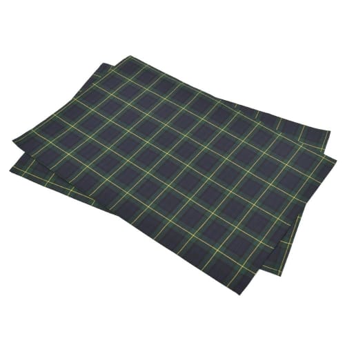 COLORFUL CANDY STYLE Placemats (40cm x 60cm), Water-Repellent, No-Iron, Set of 2, Tartan Check and Dark Green, Water-Repellent, Lightweight, Stain-Res