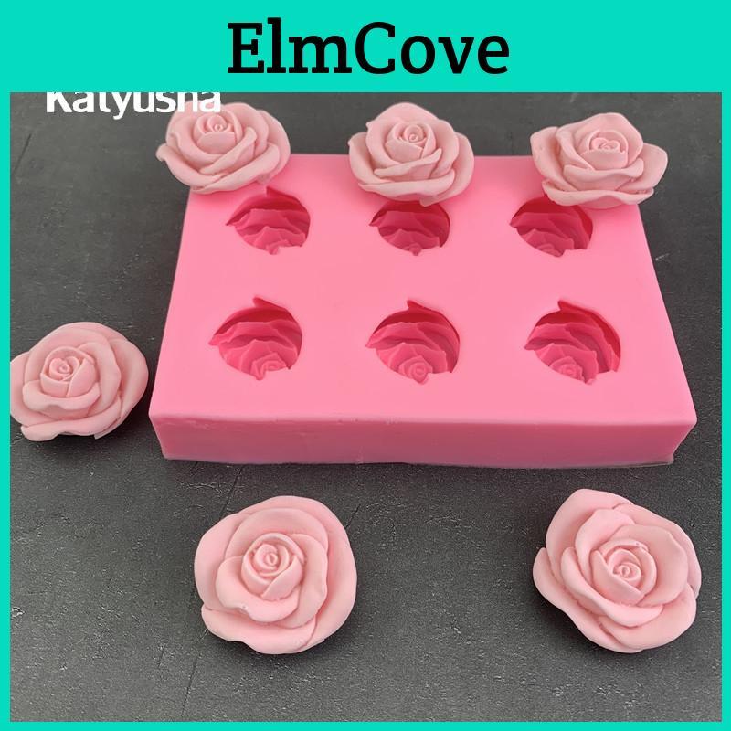 Silicone Flowers 6 Mold Roseshaped Diy Handbaked Fondant Cake Mold Drop Glue Mold