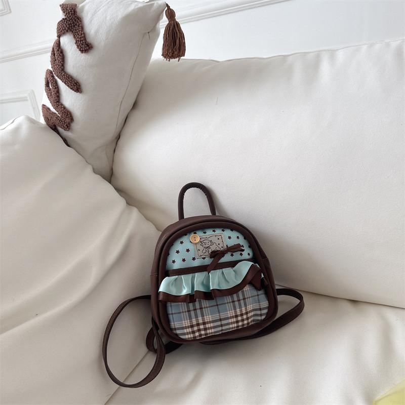 

Cotton Children Backpack With Cute Retro Plaid Pattern For School And Play Small