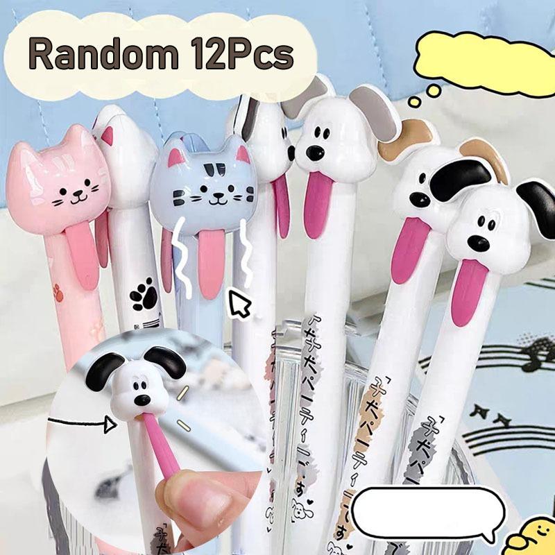 

1Pc Adorable Cat Dog Tongue-out Pens Release Pressure Pens Cute Cat Dog Neutral Pen Novelty Animal Pens Black Ink Random style 1Pc