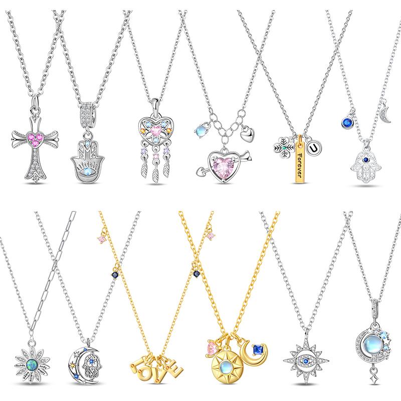 Necklace 925 Silver Cross Moonlight Guardian Dreamcatcher Necklace For Women Fashion Birthday Anniversary Jewelry Gifts