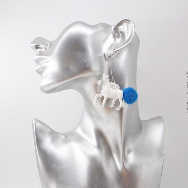 Charm Horse Heart Earrings Long Dangle Earrings Resin Texture Sweet Style Earrings for a Distinctive Fashion Statement