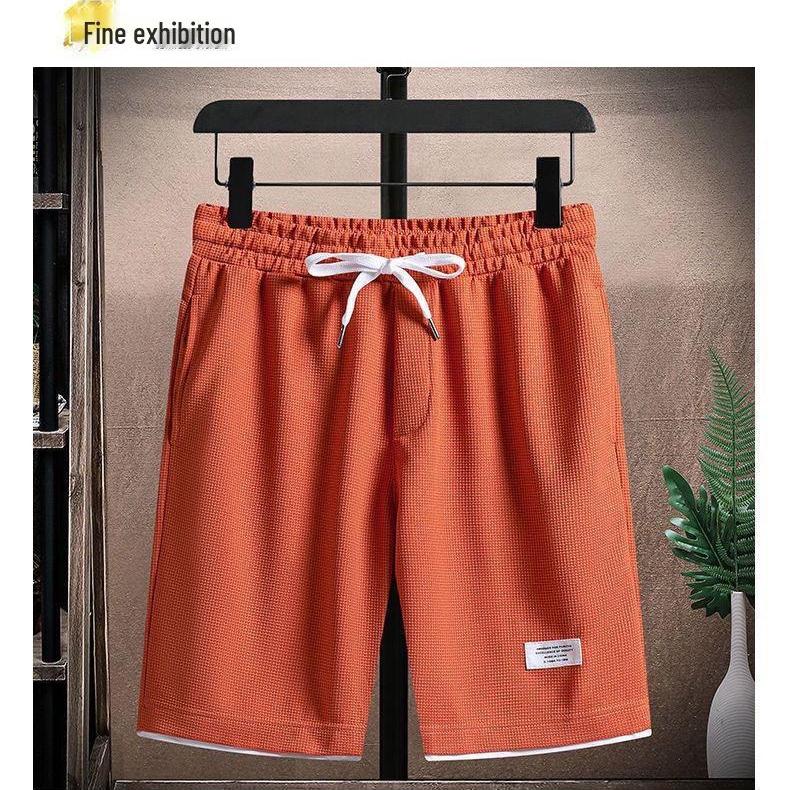 Męski Waflowy Zestaw Sportowy Casual: Koszulka z krótkim rękawem i modne letnie szorty