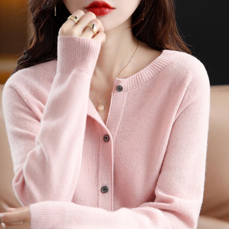 Women's Plus Size Wool Cashmere Cardigan - Cozy Autumn/Winter Knitwear Sweater