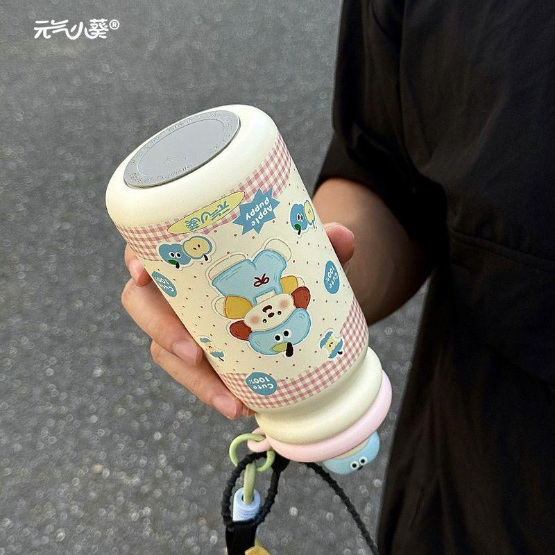 Cute Large Capacity Vacuum Cup Girl Good-looking Water Cup with Straw 316 Stainless Steel Cup Tea Separation