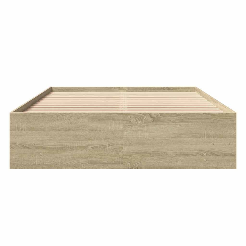 Bed Frame without Mattress Sonoma Oak Finish 120 x 200 cm Engineered Wood