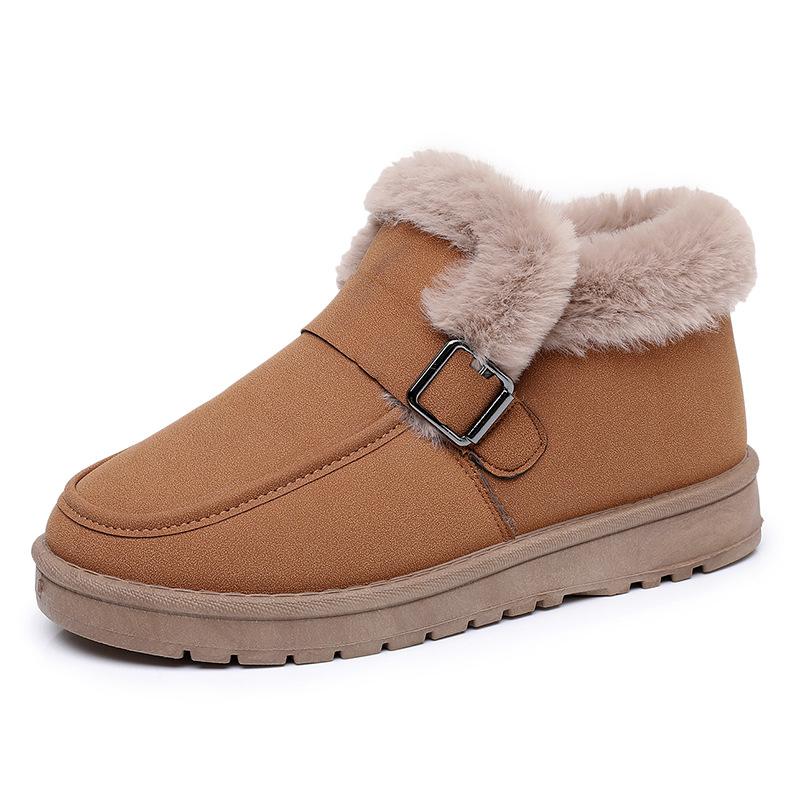 Women's Winter Warm Snow Boots Fuzzy Faux Suede Walking Shoes for Women Casual Anti-Slip Comfortable Workout Short Booties With Faux Fur Lined