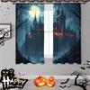 2pcs- Halloween Gothic Castle Night Scene Printed Curtains, Pole Bag Home Decorations, Room Decorations