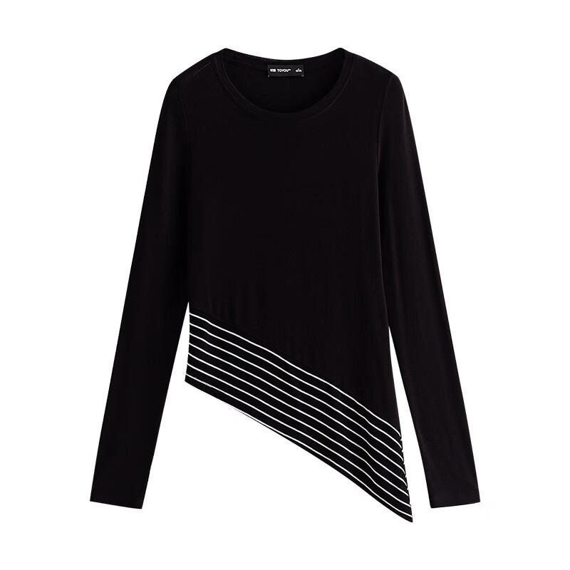 Chuyu Women's Tencel Wool Striped Slim-Fit T-Shirt