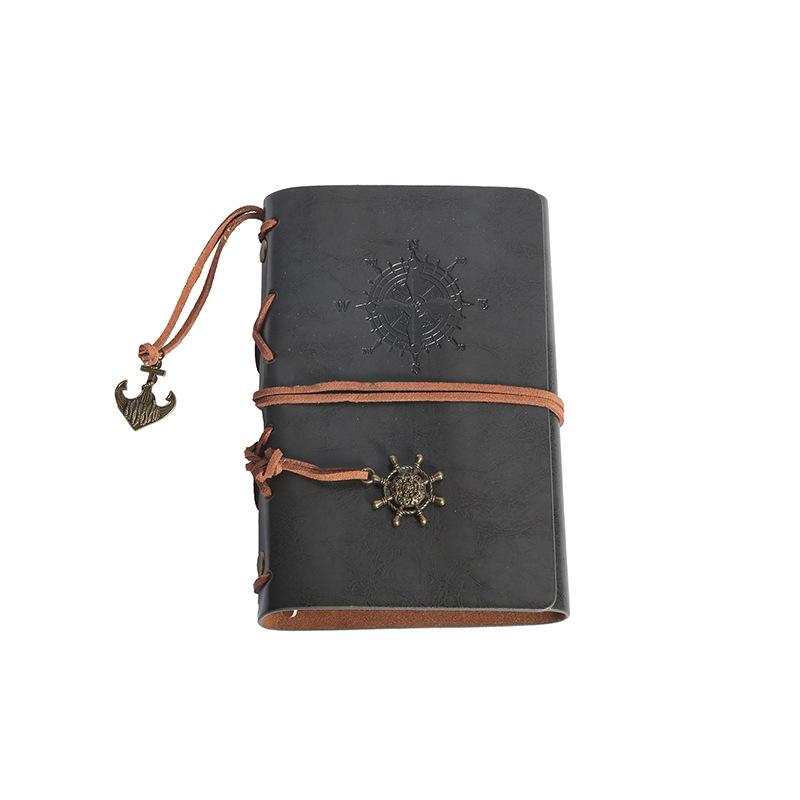 

Retro Pirate Leather Journal: Creative Tie-Up Loose-Leaf Notebook for Students чёрный
