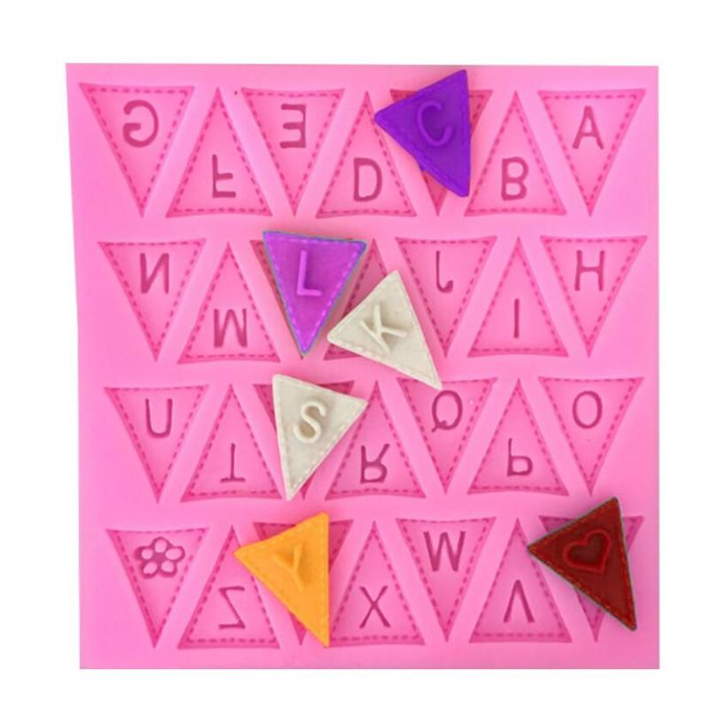 Cooking Tools Flag Shape 26 English Letters Silicone Mold Chocolate Fondant Cake Decorating Cake sugar craft Moulds Tools