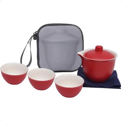 Porcelain Chinese Gongfu Tea Sets for Adults Ceramic Japanese Tea Set Portable Kungfu Gaiwan Teapot and Cup Set Small Travel Te