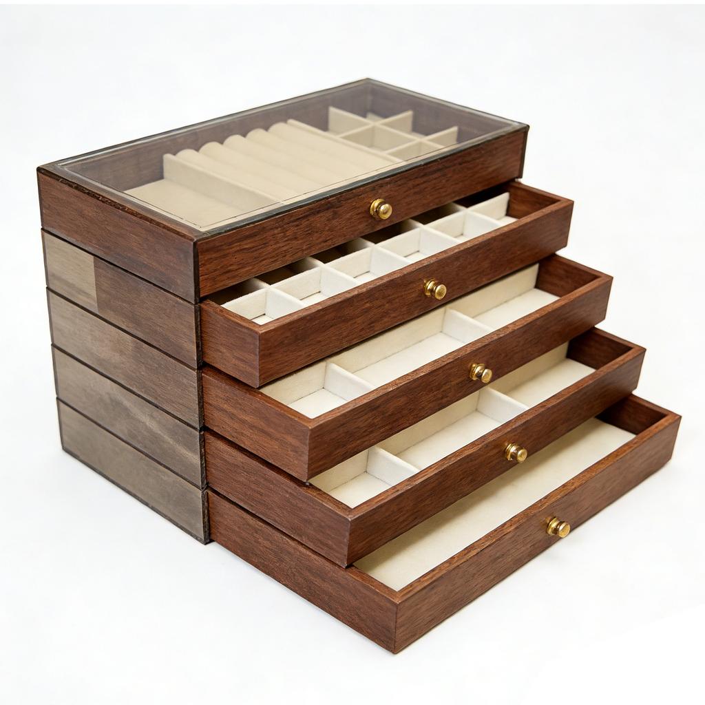 Jewelry Storage Box Minimalist Wood Lining Large Capacity Jewelry Box for Rings Necklaces Earrings