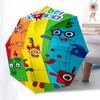 Number Blocks, Rainbow Themed Automatic Opening and Closing Umbrella, Compact Travel Umbrella, Lightweight and Portable, Suitable for Beach