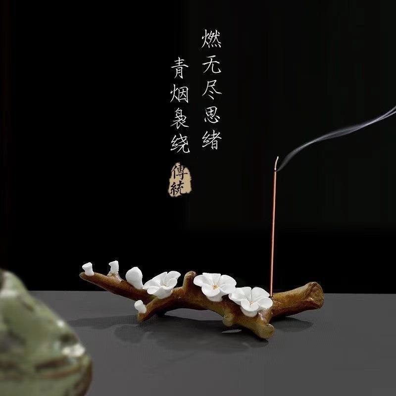 Ceramic Handmade Pinched Flower Incense Holder Incense Burner Ornament Plum Blossom Incense Seat Ornament Creative Rockery Pen