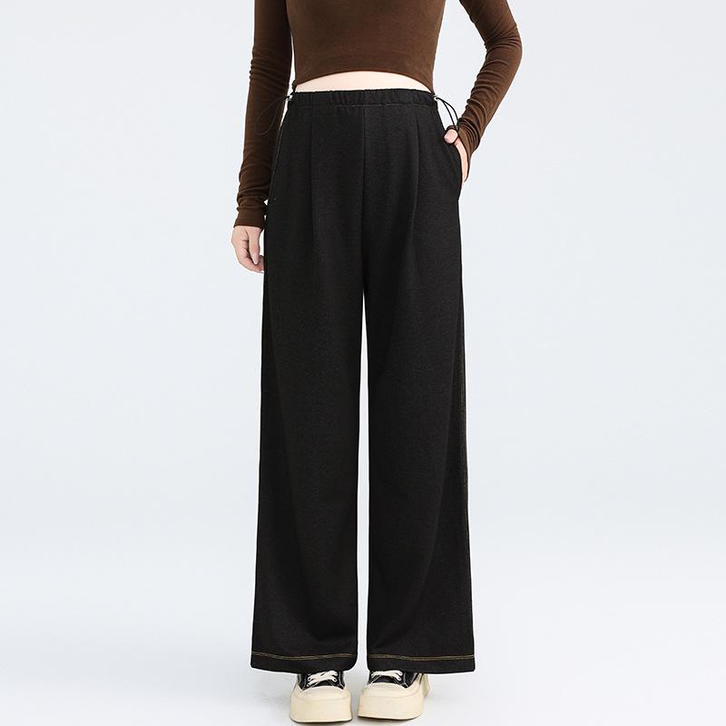 

2026 Maternity Faux Denim Wide-Leg Pants - Plus Size, No Belly Support, Spring Casual Wear 2XL чёрный