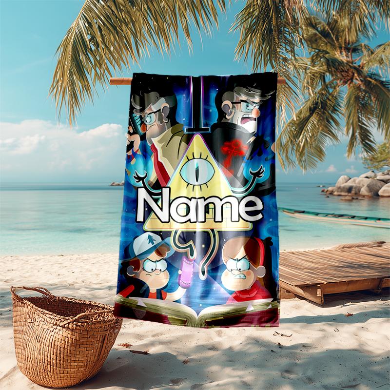 Personalized customized proof beach towel with Gravity Falls pattern - soft, absorbent,quick-drying,perfect swimming,camping&bathing