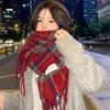 Atmosphere Plaid Scarf Women's Winter New Korean Version Versatile Student Cute Couple Thickened Warm Scarf
