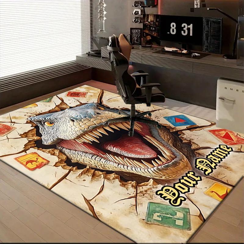 1PC Custom Name Dinosaur Escape Adventure Theme Floor Mat Ideal for Living Room, Game Rooms, Office, Bedroom Floor Mat Playful Design