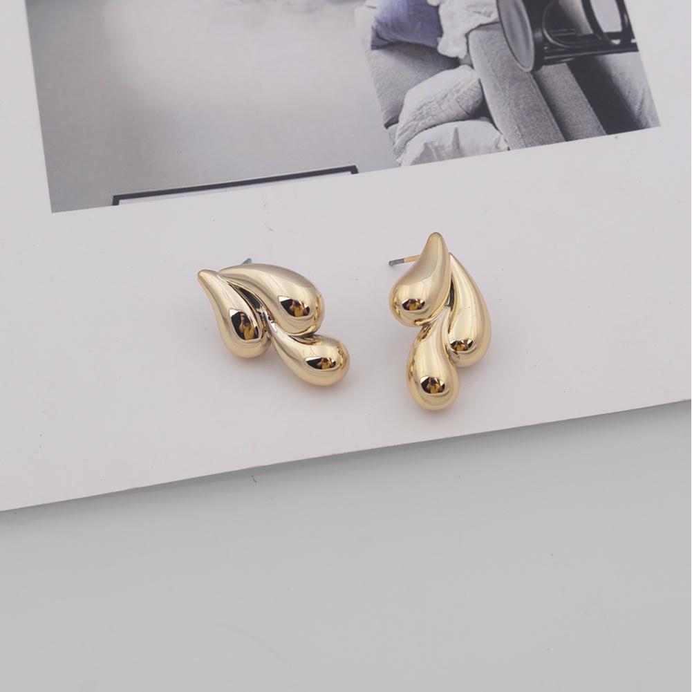 Irregular Three Waterdrop Geometry Gold Color Smooth CCB Drop Earrings for Women Minimalism Hyperbole Fashion Party Jewelry